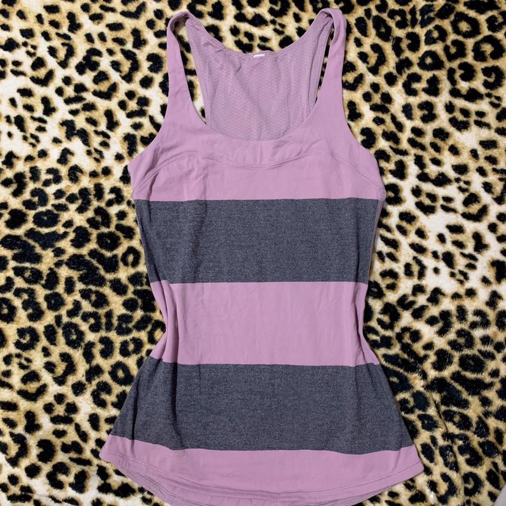 Lululemon Purple & Grey Striped Tank Top